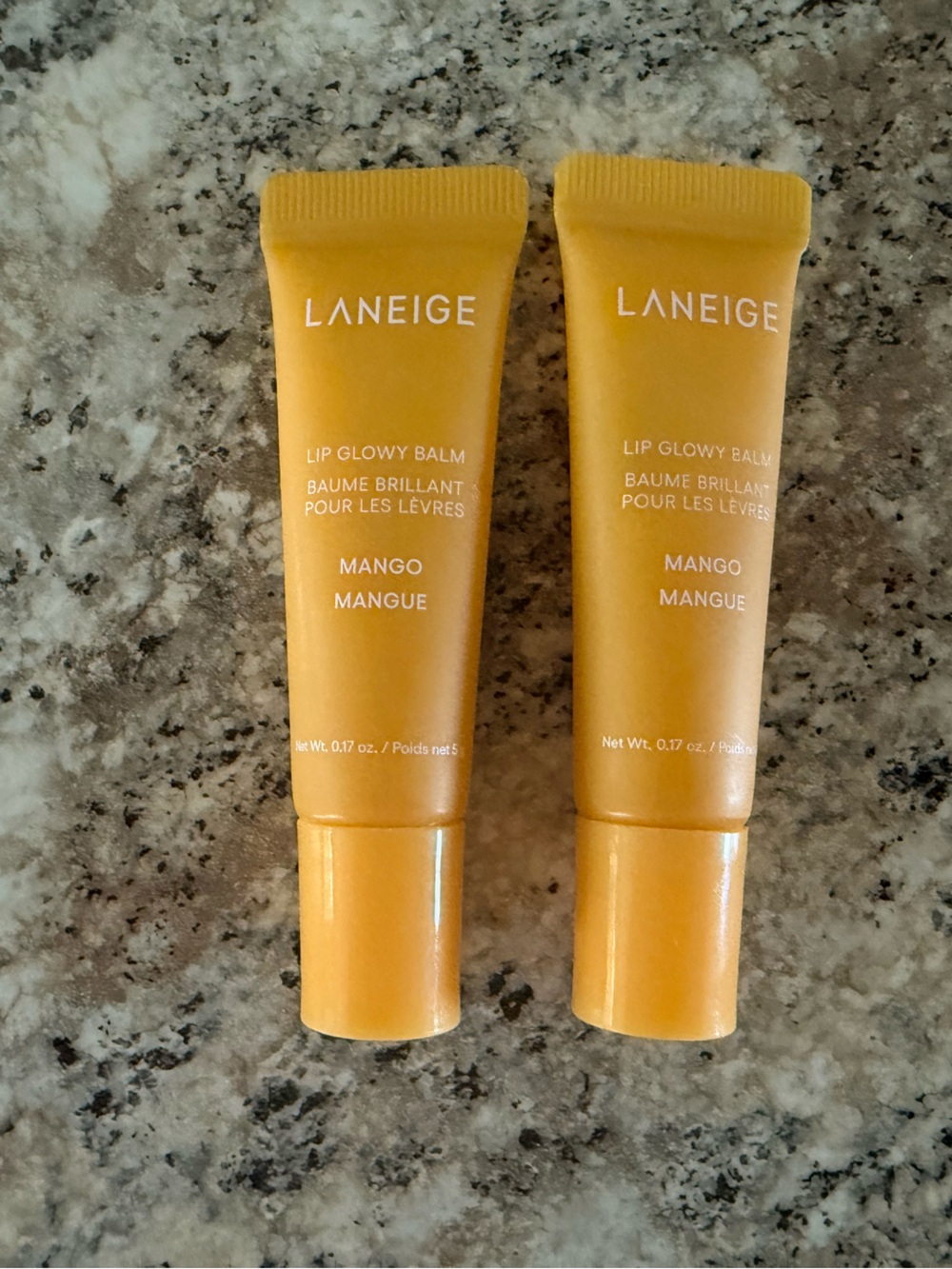 LANEIGE Lip Glowy Balm Mango Mini Travel Size Set of 2 NEW